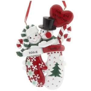  Personalized Snowman Mitten Couple Christmas Ornament 