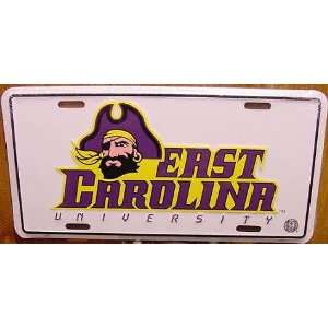  East Carolina University Pirates White Embossed Metal 