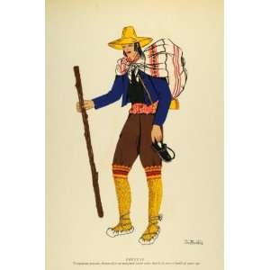  1941 Lithograph Uruguay Man Costumes Trousers Alpargata 