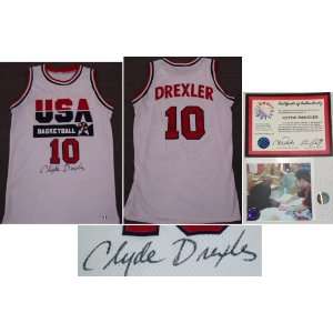  Clyde Drexler Signed USA Dream Team Jersey Sports 