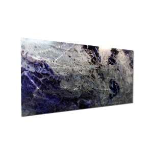   Wall Accent w/ Shiny Aluminum Panel and Light Grind Texture. Rich Blue