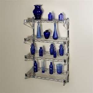 12d 4 Shelf Chrome Wire Wall Mounted shelving Kit from The Shelving 
