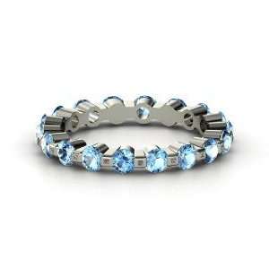  Dot Dash Band, Sterling Silver Ring with Blue Topaz 