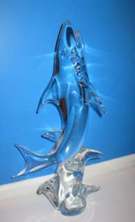   Crystal Shark Signed Zanetti Murano Art Glass Sculpture One of aKind