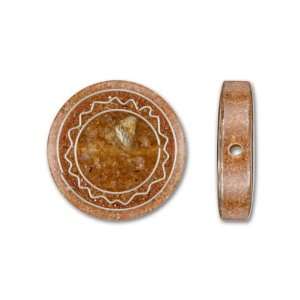 Resin Amber and Brown with Silver Wire Design Coin Bead