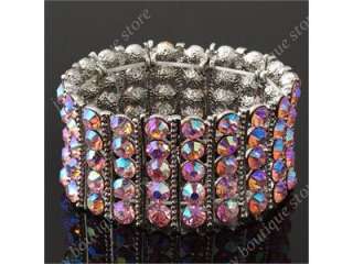 Pink Rhinestone Crystal Stretch Bracelet bangle  