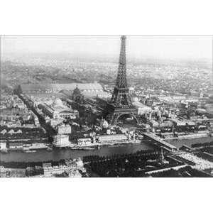  Vintage Art Eiffel Tower as viewed from a Balloon   19918 