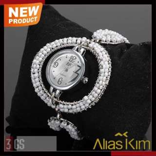 Alias Kim White Beauty Lady Girls Bracelet Wrist Watch  
