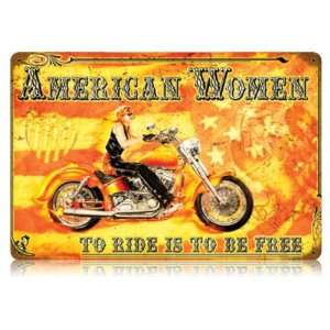  American Women Motorcycle Vintage Metal Sign   Garage Art 