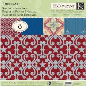  KandCompany Americana Glitter Pack   12 x 12 (8 sheets) by 