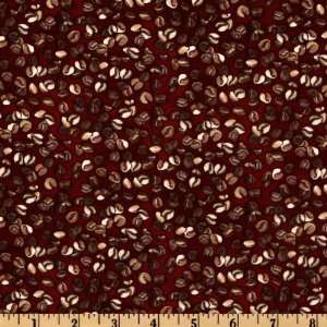  44 Wide Cafe Americano Coffee Beans Red Fabric By The 