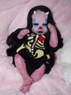 OOAK GOTH NEWBORN Evil demon horror baby clown doll Gacy  