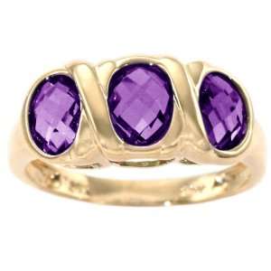   Three Stone Gem Ring Amethyst/Briolette, size5.5 diViene Jewelry