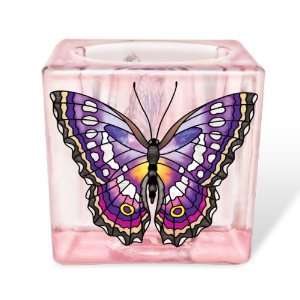  Amia Purple Emperor Butterfly Votive 3 Inch Hand Painted 