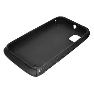 For ZTE Warp HYBRID Gel/Hard Protector Cover Case Black/Black New 