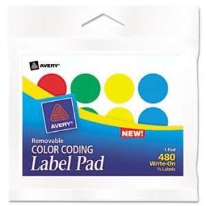  Avery 45472   Permanent Label Pads, 3/4 Dia., Assorted 