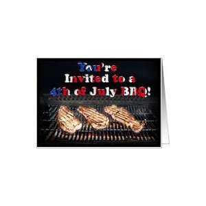  Steaks on the Grill BBQ 4th of July Invitation Card 