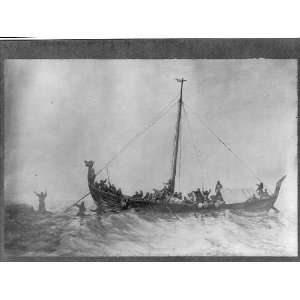  Leif Eriksons discovery of America,c1889,Wading ashore on 
