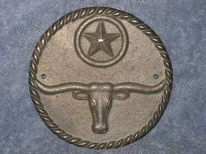 Cast Iron Texas Longhorn & Star Wall Plaque  