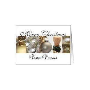 Foster Parents Merry Christmas black & White & Gold collage card Card