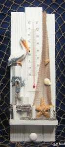 BEACH DECOR   Pelican 13 Wall or Coat Hook/Hanger w/Thermometer 