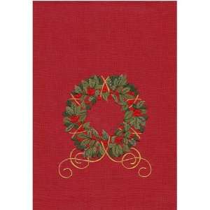  Anali Holiday Garland on Russet Red Linen Guest Towel 