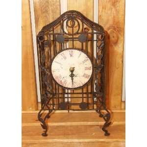  Antique Metal Wire Cage Analog Clock