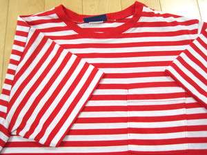   vintage RED and WHITE STRIPED pocket T SHIRT wheres wald LARGE  