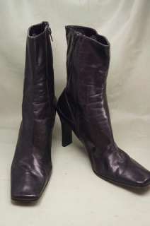 Nine West Mid Calf Black Leather 9.5 M Womens Western Boots  