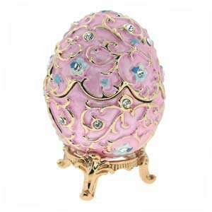   Plated, Enamel Swarovski Crystal Faberge Style Egg Jewel Box Jewelry