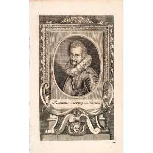 1721 Copper Engraving Portrait Ranuccio I Farnese Duke Parma Piacenza 
