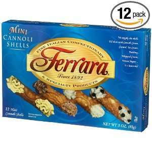 Ferrara Mini Cannoli Shells, 12 Count, 3 Ounce Boxes (Pack of 12)