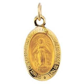  Gold Religious Miraculous Virgin Mary Pendant Necklace 18 