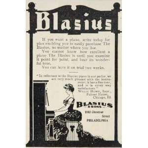 1902 Vintage Ad Blasius Upright Piano Philadelphia   Original Print Ad