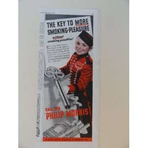  Philip Morris Cigarettes. Vintage 40s print ad. (bell hop 