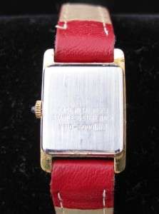 Lorus Quartz Gold Red Leather Band Mickey Mouse Watch Japan Movement 