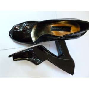  Womens Shoes Vince Camuto Black Patent Open Toe Heels 