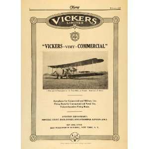  1920 Ad Vickers Vimy Commercial Planes Military Flying 