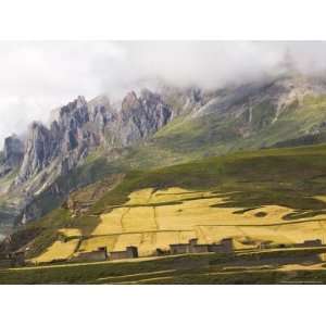  Farmland and Village, East Himalayas, Tibet, China Premium 