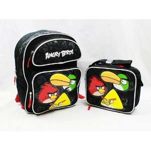 Licensed Angry Birds Black School 16 Large Backpack & Lunch Bag Set