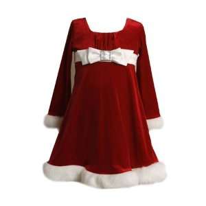 Girls Christmas Dress Red Velour Square Bow with Buckle Dress Size 5 