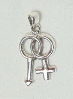 Sterling Silver Male/Female Gender Symbol Pendant k7  