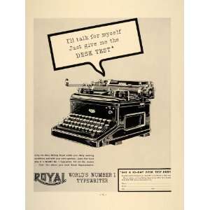  1937 Ad B/W Vintage Royal Typewriter Antique Machine 