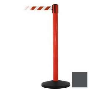  Red Post Safety Barrier, 7.5ft, Grey Belt 