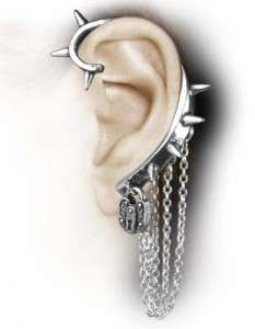 New Alchemy Gothic Hornets Nest Spiked Padlock Cuff Wrap Earring E303 