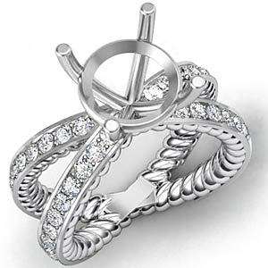 1Ct Round Diamond Antique Engagement Ring Setting 18k G  