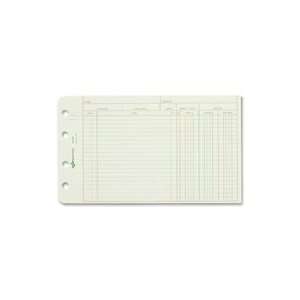  Ledger Refill Sheets, Recycled, 5x8 1/2, 100/PK, Green 