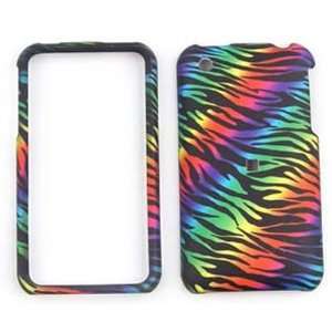  Apple iPhone 3G/3GS   Leather Finish, Rainbow Zebra Print 