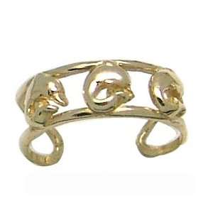  Dancing Dolphins 14K Yellow Gold Toe Ring Jewelry