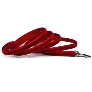  Red Velvet Dog Leash, 1/2 Width